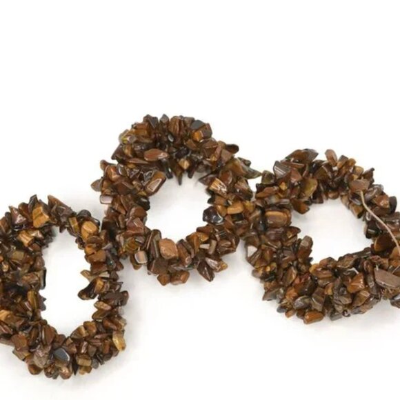 Tiger Eye Gemstone Chip Jewelry Lot - 3 Stretch Bracelets & Necklace Set | Boho - Picture 12 of 12